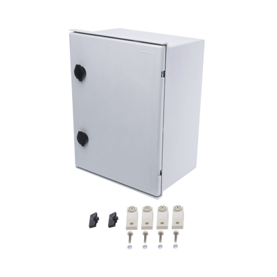 Gabinete de Poliéster IP65 Uso en Intemperie (300 x 400 x 200 mm) con Placa Trasera Interior de Plástico (Incluye Chapa y Llave).