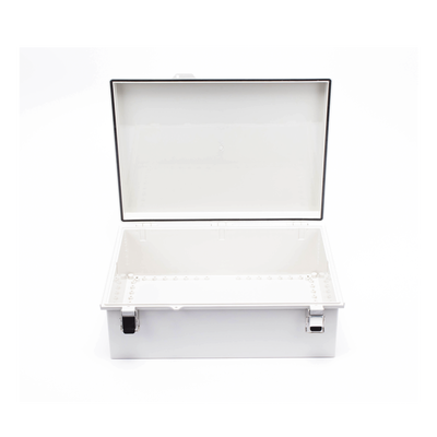 Gabinete de Plástico ABS, Uso en Intemperie IP66 (350 x 460 x 160 mm) Cierre por Broche Inoxidable y Permite Cerrado con Candado y Llave (Perno 5mm) No Incluido