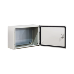Gabinete de Acero IP66 Uso en Intemperie (400 x 300 x 300 mm) con Placa Trasera Interior Metálica y Compuerta Inferior Atornillable (Incluye Chapa y Llave T). Ideal para Centros de Carga y Tableros de Control.