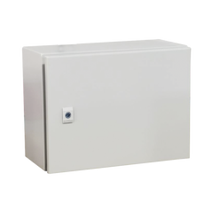 Gabinete de Acero IP66 Uso en Intemperie (400 x 300 x 300 mm) con Placa Trasera Interior Metálica y Compuerta Inferior Atornillable (Incluye Chapa y Llave T). Ideal para Centros de Carga y Tableros de Control.