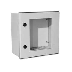 Gabinete de Poliéster IP65 Puerta Transparente, Uso en Intemperie (400 x 400 x 200 mm) con Placa Trasera Interior de Plástico (Incluye Chapa y Llave).