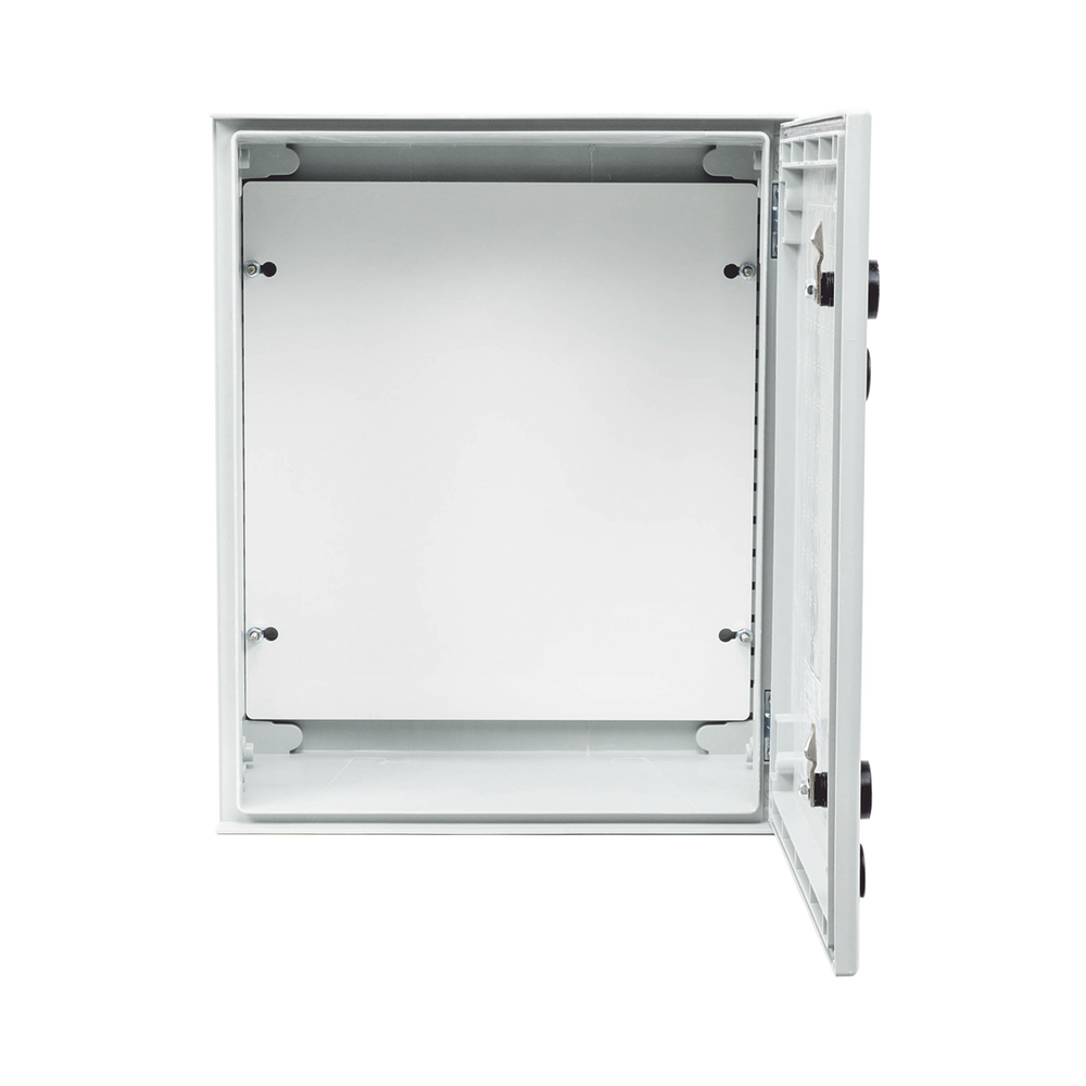 Gabinete de Poliéster IP65 Uso en Intemperie (400 x 500 x 200 mm) con Placa Trasera Interior de Plástico (Incluye Chapa y Llave).
