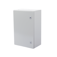 Gabinete de Acero IP66 Uso en Intemperie (400 x 600 x 250 mm) con Placa Trasera Interior Metálica y Compuerta Inferior Atornillable (Incluye Chapa y Llave T).