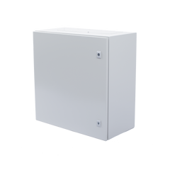 Gabinete de Acero IP66 Uso en Intemperie (600 x 600 x 300 mm) con Placa Trasera Interior Metálica y Compuerta Inferior Atornillable (Incluye Chapa y Llave T).