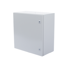 Gabinete de Acero IP66 Uso en Intemperie (600 x 600 x 300 mm) con Placa Trasera Interior Metálica y Compuerta Inferior Atornillable (Incluye Chapa y Llave T).