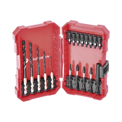 Juego de 18 Puntas y Brocas para Taladro, con Entrada Hexagonal de 1/4", Incluye Estuche.