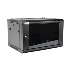 Gabinete PRECISION, Con Puerta de Cristal Templado, de 19in, 6UR, 450mm de Profundidad, Color Negro