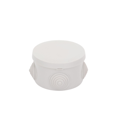Caja Derivación-Conexión de Plástico Circular con 4 Glándulas de Goma (70 diámetro X 48 alto mm). Para Instalaciones Comerciales,  Residenciales e Industriales. Cerrado a Presión.