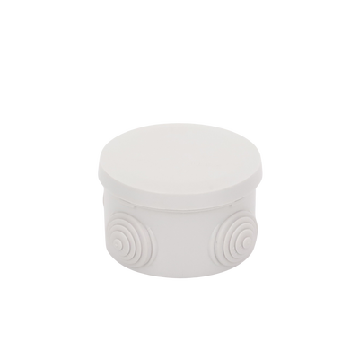 Caja Derivación-Conexión de Plástico Circular con 4 Glándulas de Goma (70 diámetro X 48 alto mm). Para Instalaciones Comerciales,  Residenciales e Industriales. Cerrado a Presión.