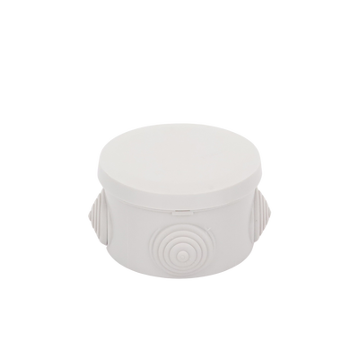Caja Derivación-Conexión de Plástico Circular con 4 Glándulas de Goma (70 diámetro X 48 alto mm). Para Instalaciones Comerciales,  Residenciales e Industriales. Cerrado a Presión.
