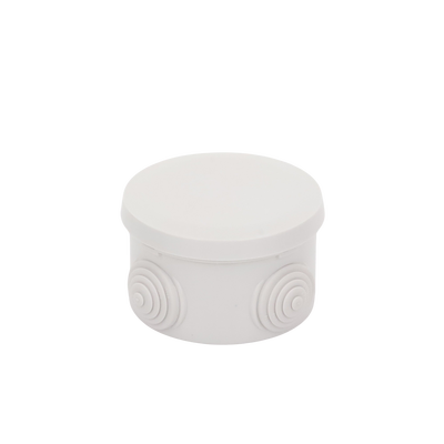 Caja Derivación-Conexión de Plástico Circular con 4 Glándulas de Goma (70 diámetro X 48 alto mm). Para Instalaciones Comerciales,  Residenciales e Industriales. Cerrado a Presión.