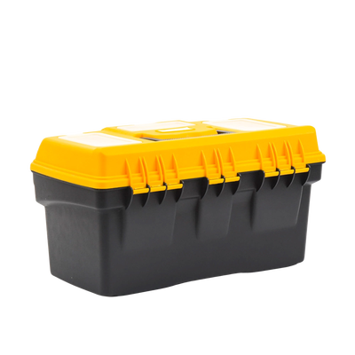 Caja Porta Herramientas 17", 44x26x23 cm Bicolor con Compartimientos para Tornillos.
