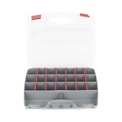 Caja Organizadora con 21 Divisiones Fabricada en Plástico de Alta Resistencia de 38x31x7 cm.