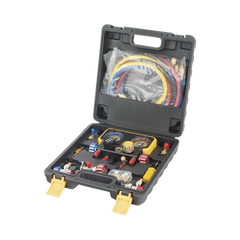 Manómetro de 4 vías con Accesorios para Gas refrigerante  R410A/ R32/ R134A/R22