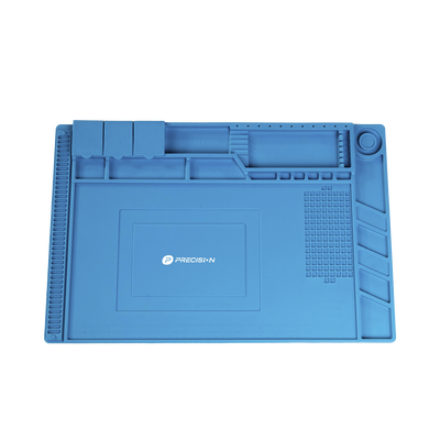 Tapete de silicona de 45 x 30 cm, resistente al calor con áreas magnéticas y de almacenamiento de componentes, ideal para la reparación de equipos y tarjetas electrónicas.