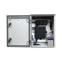 KIT de Gabinete de Poliéster (300 x 400 x 200 mm) + Controlador de Carga con Switch PoE (5) + Batería de 12V 7Ah