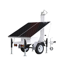 Traila / Remolque con Mástil Retráctil de 7.5 m. para Videovigilancia o Iluminación, con capacidad para Instalar Módulos Solares y Baterías (No incluidos)