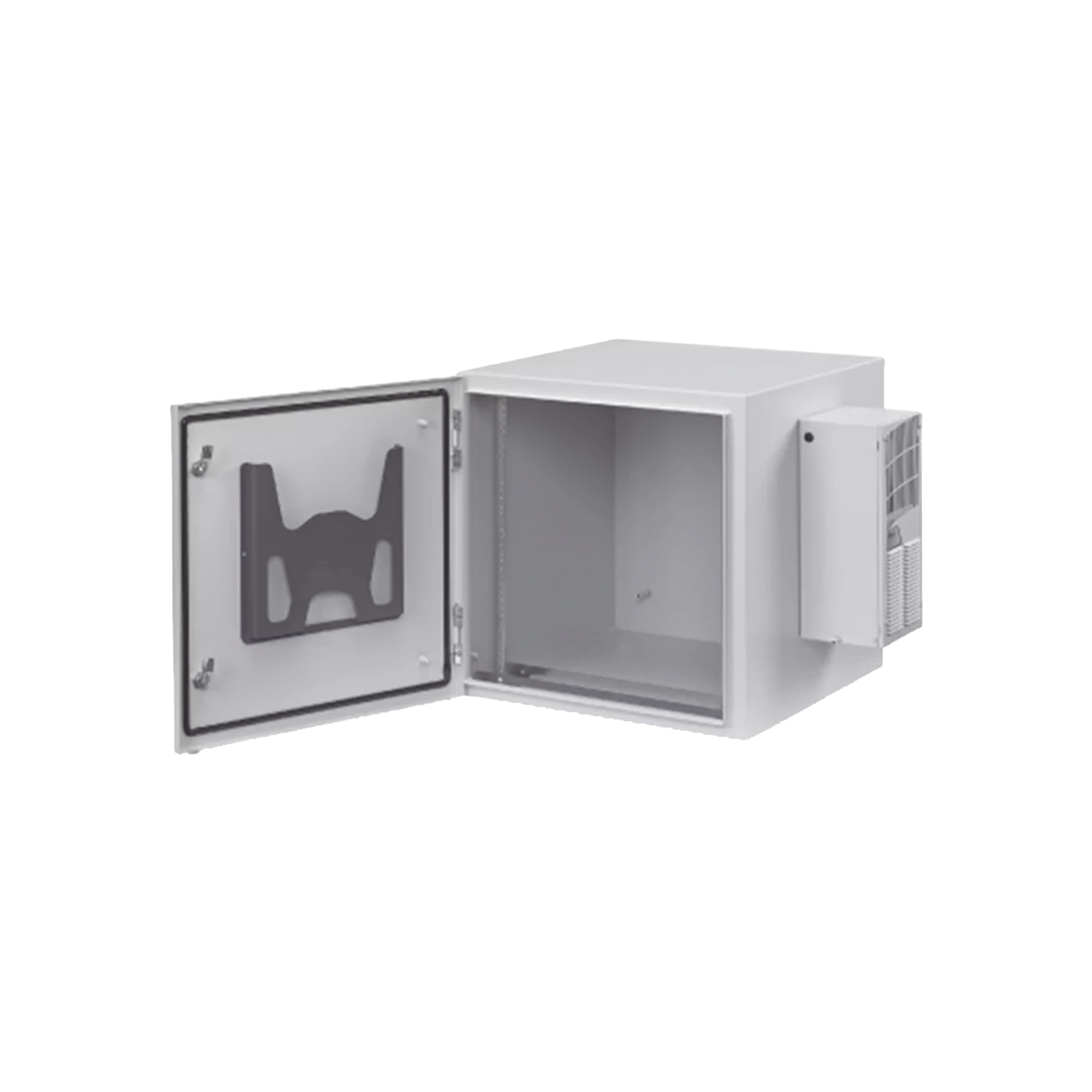 Gabinete Industrial ProTek de 19 UR de 922 x 600 x 614 mm Puerta Sólida Con Aire Acondicionado de 800 BTU / Protección NEMA Tipo 4/12; IP66, Fabricado en Acero Color Gris Claro