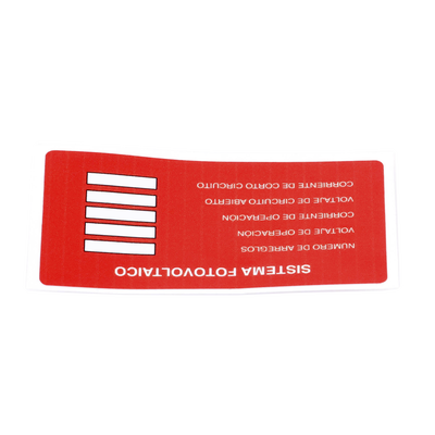 Etiqueta de Sistema fotovoltaico/ Paquete con 20