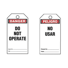 Paquete de 25 Etiquetas de Seguridad, Con Texto "Peligro, No Usar", de 76 x 146 mm, Color Negro Sobre Blanco
