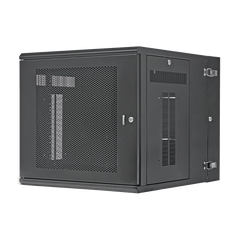 Gabinete PanZone de Montaje en Pared, de 19in, Puerta Perforada, 12 UR, 762mm de Profundidad, Color Negro