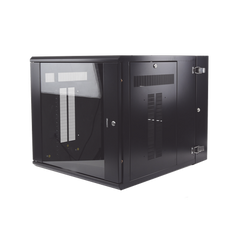 Gabinete PanZone de Montaje en Pared, de 19in, Puerta con Ventana de Seguridad, 12 UR, 762mm de Profundidad, Color Negro