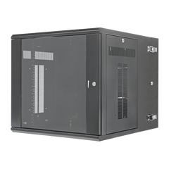 Gabinete PanZone de Montaje en Pared, de 19in, Puerta con Ventana de Seguridad, 12 UR, 762mm de Profundidad, Color Negro