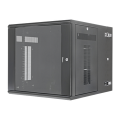 Gabinete PanZone de Montaje en Pared, de 19in, Puerta con Ventana de Seguridad, 12 UR, 762mm de Profundidad, Color Negro