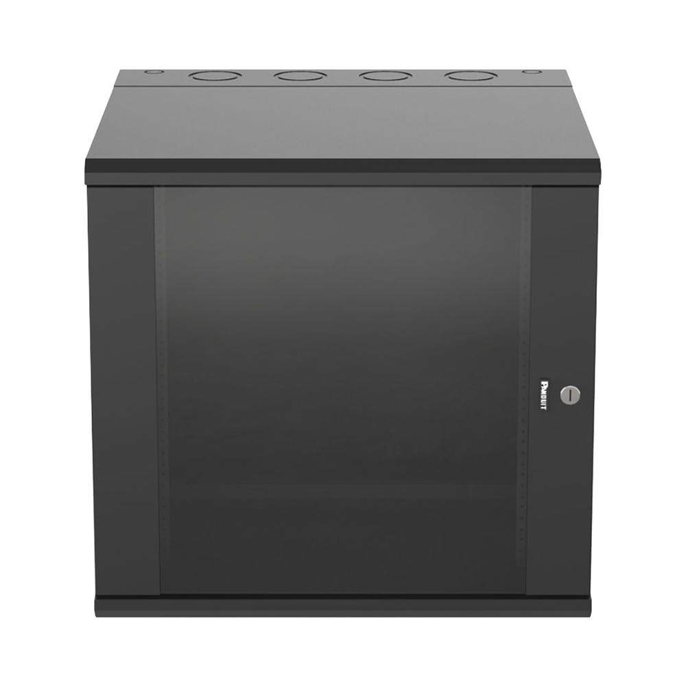 Gabinete PanZone de Montaje en Pared, de 19in, Puerta con Ventana de Seguridad, 12 UR, 635mm de Profundidad, Color Negro