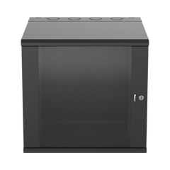 Gabinete PanZone de Montaje en Pared, de 19in, Puerta con Ventana de Seguridad, 12 UR, 635mm de Profundidad, Color Negro