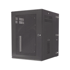 Gabinete PanZone de Montaje en Pared, de 19in, Puerta Ventilada, 18 UR, 762mm de Profundidad, Color Negro