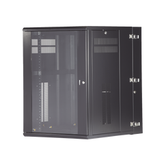 Gabinete PanZone de Montaje en Pared, de 19in, Puerta con Ventana de Seguridad, 18 UR, 762mm de Profundidad, Color Negro