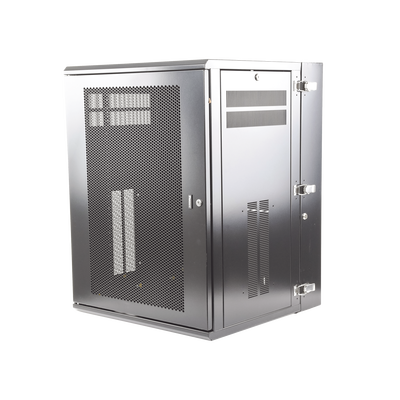 Gabinete PanZone de Montaje en Pared, de 19in, Puerta Ventilada, 18 UR, 635mm de Profundidad, Color Negro