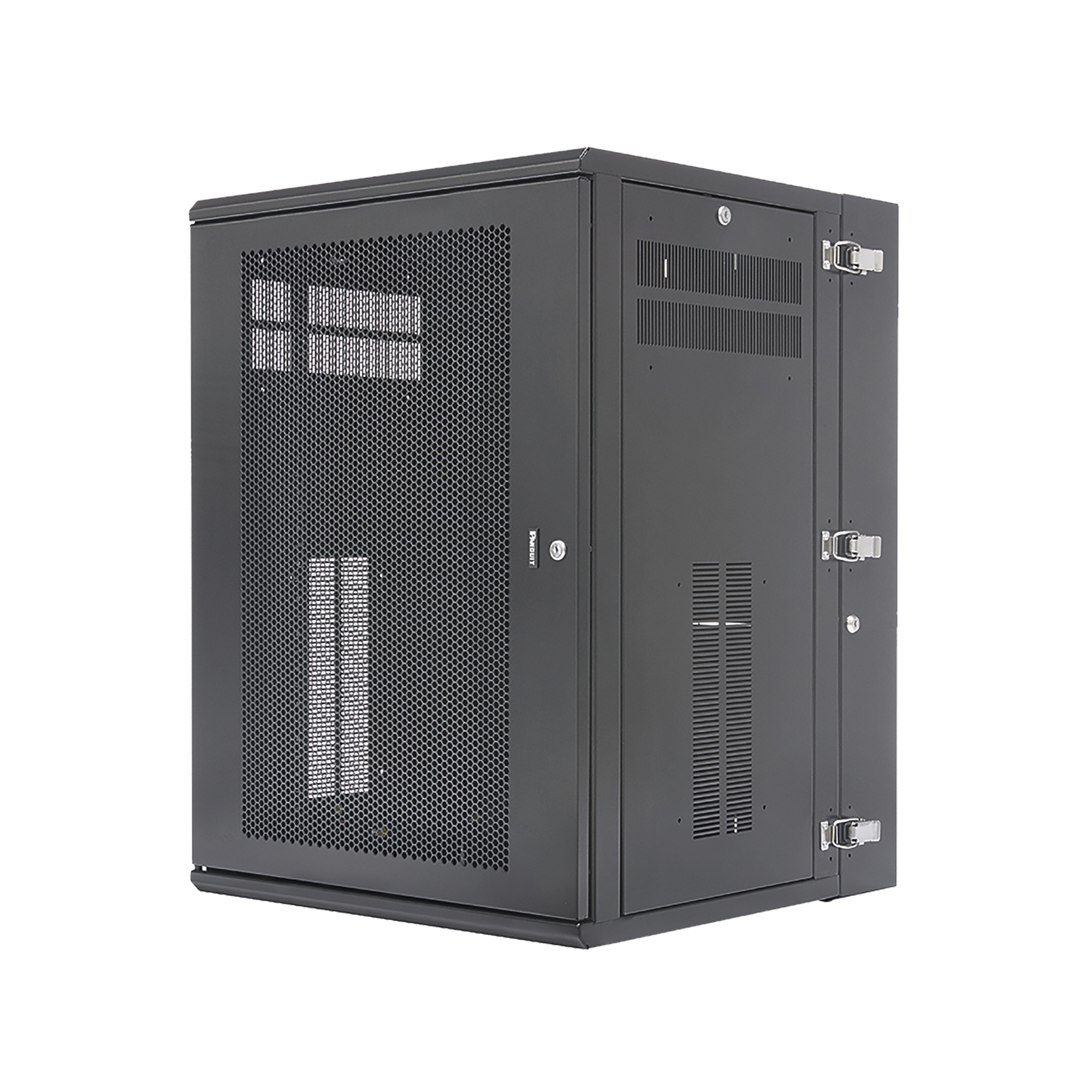 Gabinete PanZone de Montaje en Pared, de 19in, Puerta Ventilada, 18 UR, 635mm de Profundidad, Color Negro