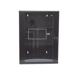 Gabinete PanZone de Montaje en Pared, de 19in, Puerta con Ventana de Seguridad, 18 UR, 635mm de Profundidad, Color Negro