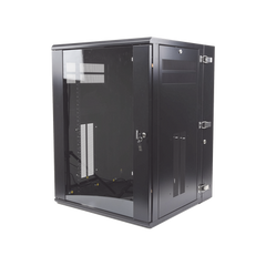 Gabinete PanZone de Montaje en Pared, de 19in, Puerta con Ventana de Seguridad, 18 UR, 635mm de Profundidad, Color Negro