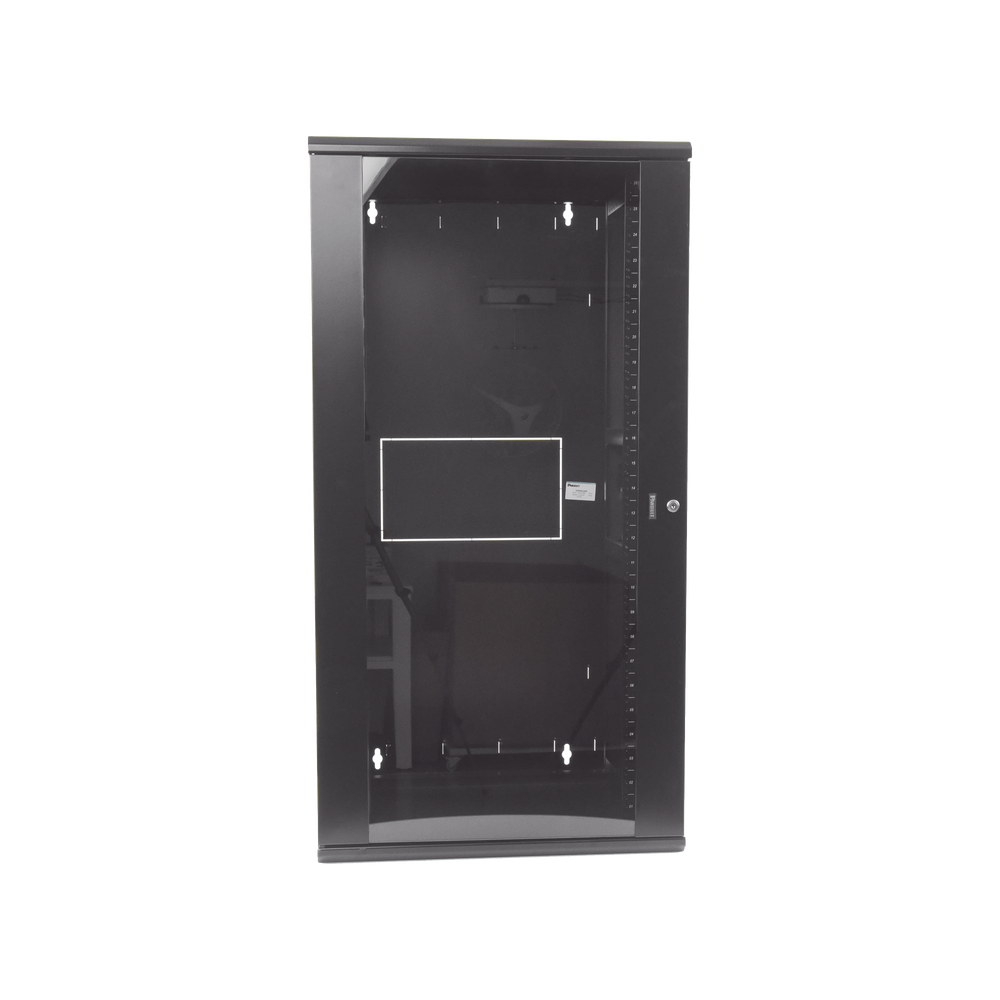 Gabinete PanZone de Montaje en Pared, de 19in, Puerta con Ventana de Seguridad, 26 UR, 635mm de Profundidad, Color Negro