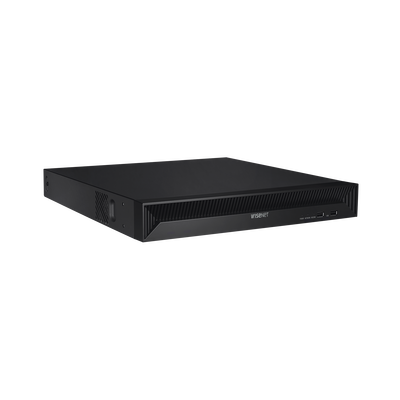 NVR 8 Megapíxel / 16 canales / H.265 / P2P Wisenet / 16 puertos PoE / 128Mbps