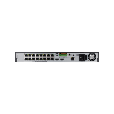 NVR 8 Megapíxel / 16 canales / H.265 / P2P Wisenet / 16 puertos PoE / 128Mbps