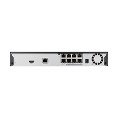 NVR 8 Megapíxel / 8 canales / H.265 / P2P Wisenet / 8 puertos PoE