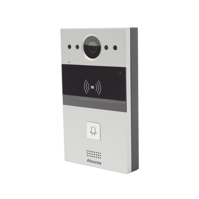 Videoportero de 1 Botón / Lector de Tarjetas MIFARE y PROX EM / Notificación a APP / 100% en la Nube / Notificación por Llamada Telefónica / SIP / ONVIF / IP65 / Cámara 2MP / Panel de Aluminio / Control de 2 Puertas