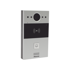 Videoportero de 1 Botón / Lector de Tarjetas MIFARE y PROX EM / Notificación a APP / 100% en la Nube / Notificación por Llamada Telefónica / SIP / ONVIF / IP65 / Cámara 2MP / Panel de Aluminio / Control de 2 Puertas