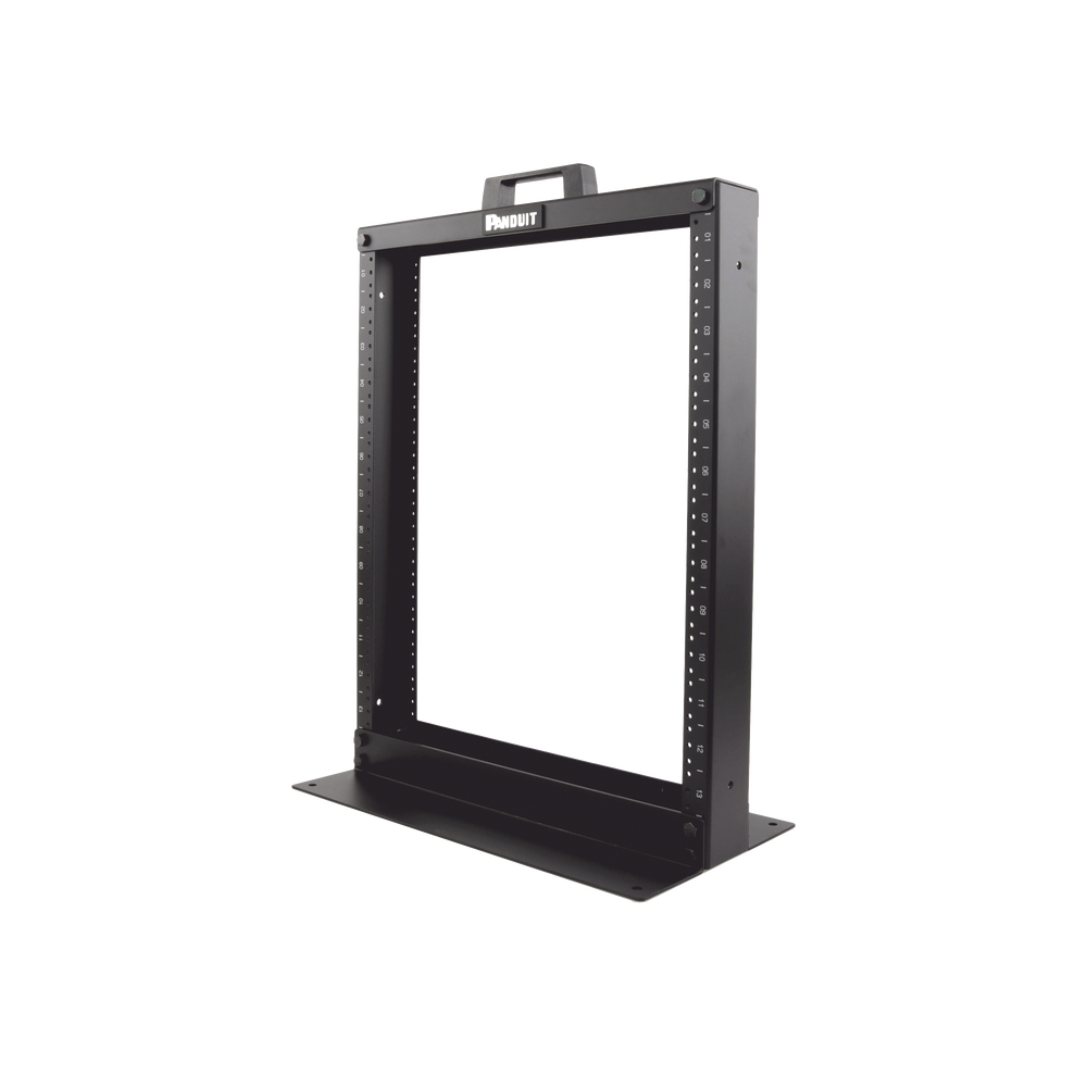 Rack de Dos Postes Estándar de 19 in, Rieles Numerados y Roscados #12-24, Fabricado en Aluminio, 13 Unidades de Rack, Color Negro