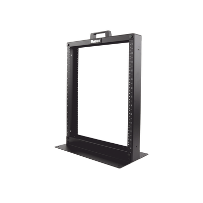 Rack de Dos Postes Estándar de 19 in, Rieles Numerados y Roscados #12-24, Fabricado en Aluminio, 13 Unidades de Rack, Color Negro
