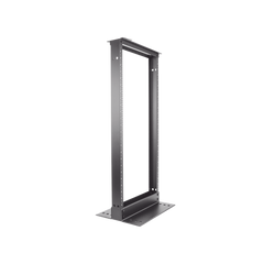Rack de Dos Postes Estándar de 19 in, Rieles Numerados y Roscados #12-24, Fabricado en Aluminio, 24 Unidades de Rack, Color Negro