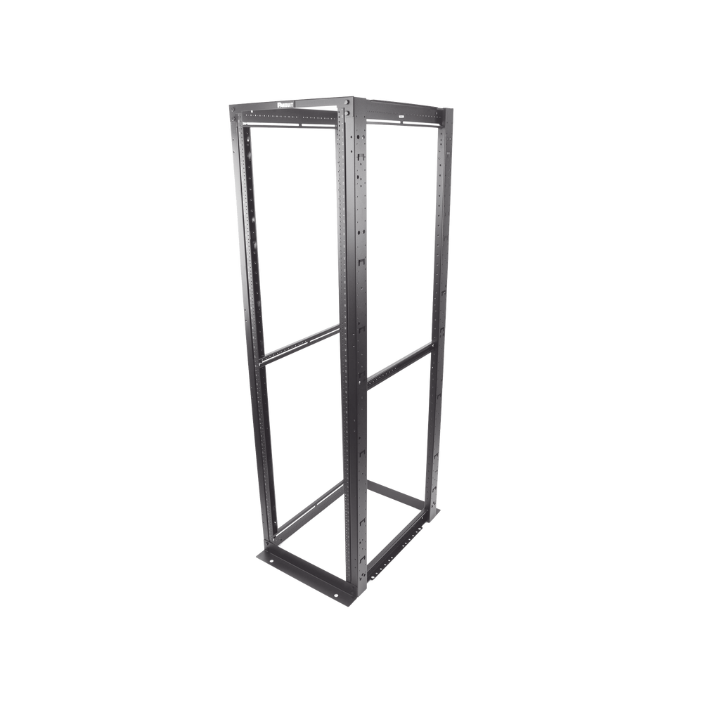 Rack de Cuatro Postes Estándar de 19", Rieles Numerados y Roscados #12-24, Profundidad Máxima de 30 in, 45 Unidades de Rack, Color Negro