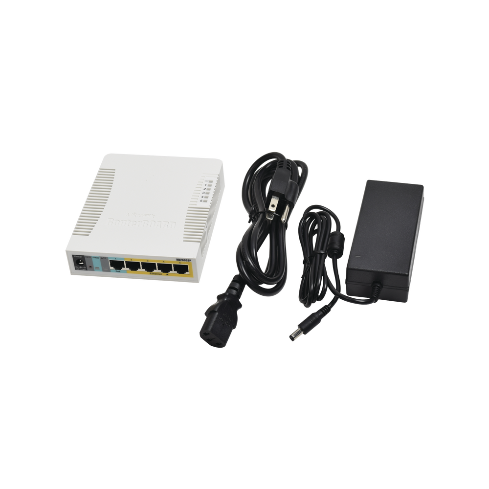 (RB260GSP) Switch Mikrotik 5 puertos PoE (Pasivo) (1in/4out) Gigabit Ethernet y 1 SFP