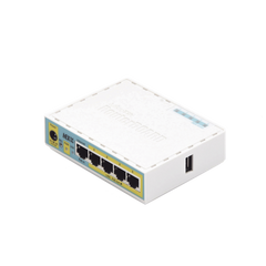 (hEX PoE LITE) RouterBoard, 5 Puertos Fast Ethernet, 4 con PoE Pasivo, 1 Puerto USB
