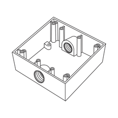 Caja Cuadra de 3/4" a Prueba de  Intemperie/ Cuenta con 2 salidas.