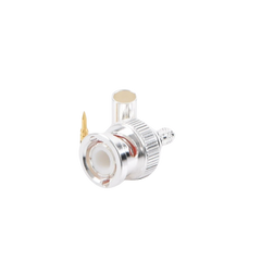 Conector BNC Macho de Anillo Plegable para Cable LP-142, LP-195, LMR-195, RG-58/U, RG-142/U, Plata/Oro/Teflón.